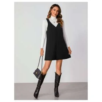 Milumia V Neck Corduroy Pinafore Mini Dress for Women