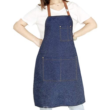 Stylish Unisex Denim Apron with Pockets - Durable & Dirt-resistant for Kitchen & Garden