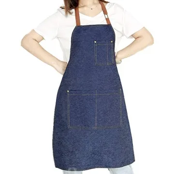 Stylish Unisex Denim Apron with Pockets - Durable & Dirt-resistant for Kitchen & Garden