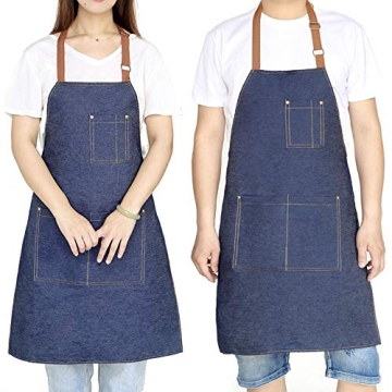Durable Denim Apron with Pockets for Cooking Gardening Grilling