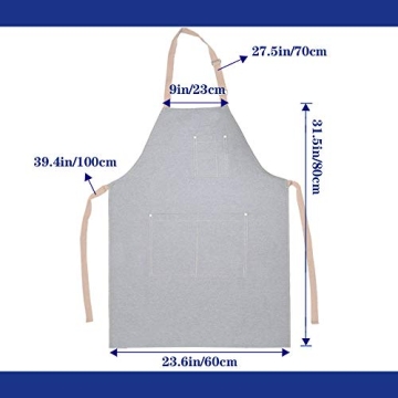 Durable Denim Apron with Pockets for Cooking Gardening Grilling