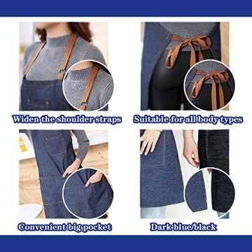 Durable Denim Apron with Pockets for Cooking Gardening Grilling
