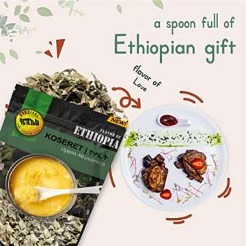 KOSERET| FROM BARKIEAL, (1 OZ), Natural Ethiopian Koseret, ኮሰረት| Organic Ethiopian Butter Clarifying Herb| Perfect for Make Niter Kibbeh and Dry Rubs, No Gluten, NON-GMO
