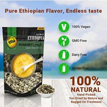 KOSERET| FROM BARKIEAL, (1 OZ), Natural Ethiopian Koseret, ኮሰረት| Organic Ethiopian Butter Clarifying Herb| Perfect for Make Niter Kibbeh and Dry Rubs, No Gluten, NON-GMO
