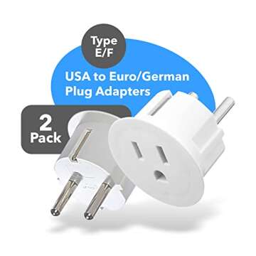OREI American USA To European plug adapter – Type E/F schuko plug adapter - Use in Germany, France...