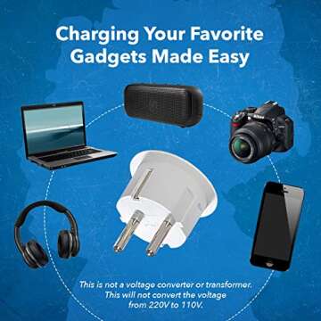 OREI American USA To European plug adapter – Type E/F schuko plug adapter - Use in Germany, France, & more - CE Certified – For Mobile, Laptop & Camera Chargers - 2 Pack