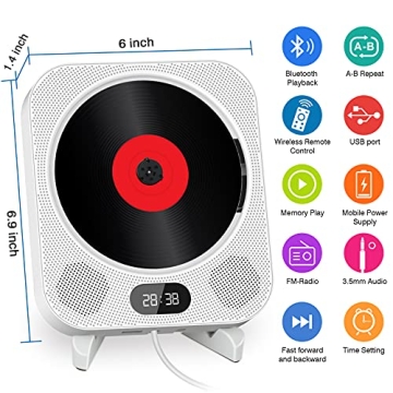 FANGOR Wireless Bluetooth Portable CD Player for All