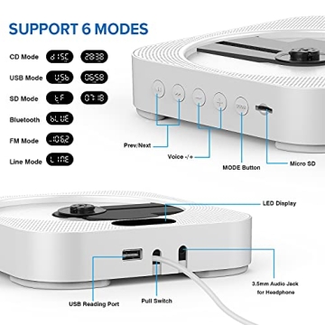 FANGOR Wireless Bluetooth Portable CD Player for All
