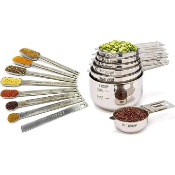 Stainless Steel Measuring Cups & Spoons Set - 15-Piece, Stackable
