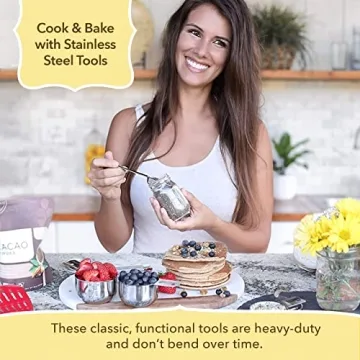 Stainless Steel Measuring Cups & Spoons Set - 15-Piece, Stackable