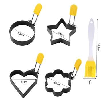 Egg Rings for Fried Egg,4 Pack Nonstick Egg Poachers,Muffins Pancake Cooking Griddle,Pancake Mold for Breakfast with Silicone Brush