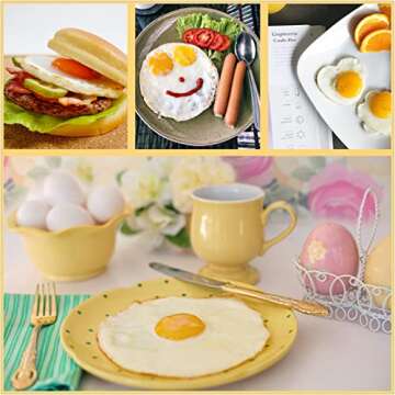 Egg Rings for Fried Egg,4 Pack Nonstick Egg Poachers,Muffins Pancake Cooking Griddle,Pancake Mold for Breakfast with Silicone Brush