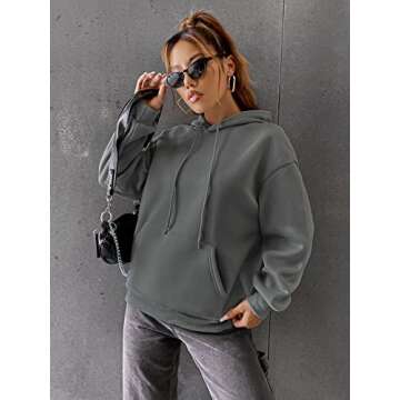 COZYEASE Women's Slogan Graphic Print Drawstring Hoodie Kangaroo Pocket Thermal Sweatshirt Grey L CE...