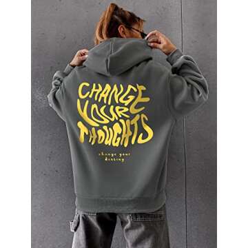 COZYEASE Women's Graphic Print Drawstring Hoodie Sweatshirt