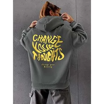 COZYEASE Women's Graphic Print Drawstring Hoodie Sweatshirt