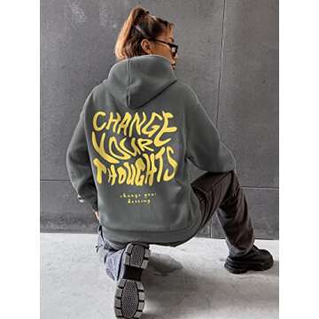 COZYEASE Women's Graphic Print Drawstring Hoodie Sweatshirt