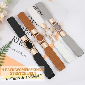 Stylish WERFORU Women Skinny Belt Set of 4