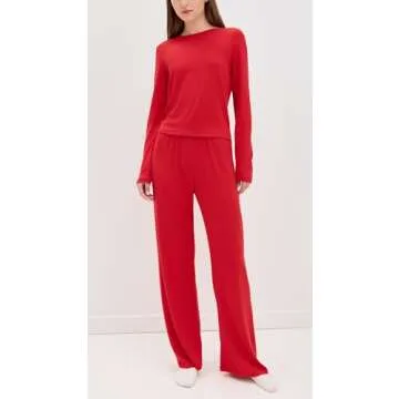 Z SUPPLY Women's Sabrina Pointelle Pants, Rendezvous, Red, M