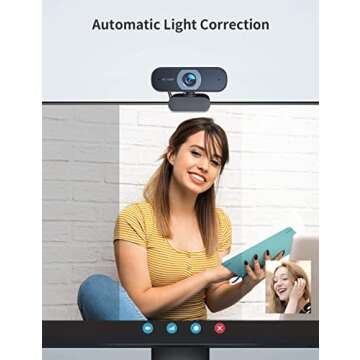 1080P Webcam, Desktop Camera with Dual Microphones, for PC/Mac Book/Laptop. Suitable for Windows, MacOS, NetWare, Linux