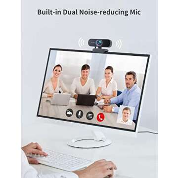 1080P Webcam, Desktop Camera with Dual Microphones, for PC/Mac Book/Laptop. Suitable for Windows, MacOS, NetWare, Linux