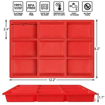 Silicone Mini Loaf Pan, Walfos Non-Stick Mini Bread Pan, 9 Cavity Silicone Bread Baking Mold, Perfect for Mini Loaf Cake and Bread, Meatloaf, Food Grade and BPA Free