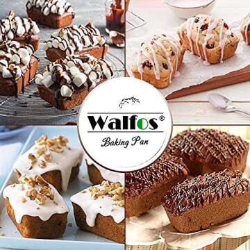 Silicone Mini Loaf Pan, Walfos Non-Stick Mini Bread Pan, 9 Cavity Silicone Bread Baking Mold, Perfect for Mini Loaf Cake and Bread, Meatloaf, Food Grade and BPA Free