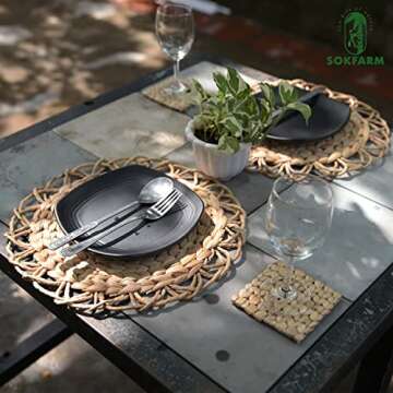 Flower Boho Placemats Set of 6 - Eco-Friendly Dining Decor