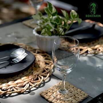 Flower Boho Placemats Set of 6 - Eco-Friendly Dining Decor