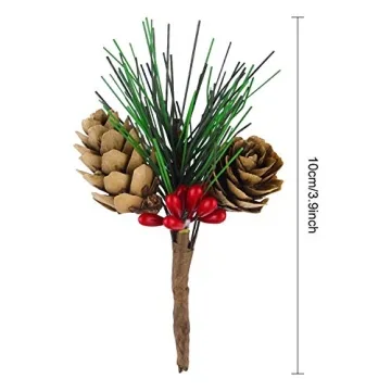 Artificial Pine Cone Picks with Red Berries Holiday Decor