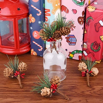 Artificial Pine Cone Picks with Red Berries Holiday Decor