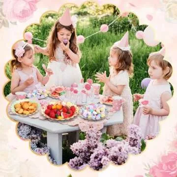 Pasimy 64 Pcs Floral Vintage Plates Paper Tea Party Tableware Set 9 Inch and 7 Inch Plates for Tea Party Birthday Baby Shower Wedding Bachelorette Party Supplies(Rose)