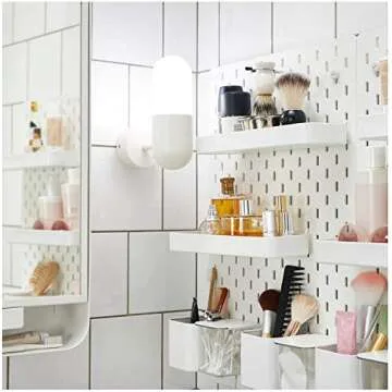 DODXIAOBEUL Standing Shelf Units,11X3 1/2 inch Skadis Shelf, Storage Shelves Use DIY Storage Cube Shelf for Books,Wallets,Coins or Mini Toys, White