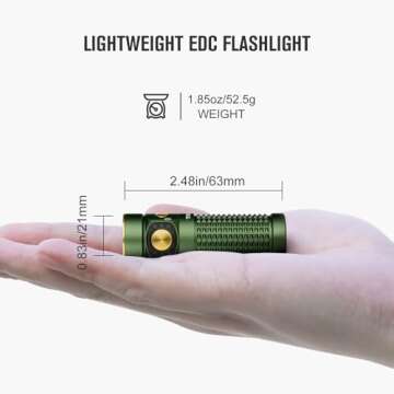 OLIGHT Baton4 Rechargeable EDC Flashlight, LED Pocket Light 1300 Lumens with Magnetic Charging Cable, Powerful Bright IPX8 Waterproof for Home, Camping and Emergencies (OD Green)