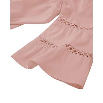 ZANZEA Women Tunic Dress 3/4 Ruffle Bell Sleeve Cocktail A-line Party Casual Mini Dress Loose Flowy Swing Shift Dress Pink M