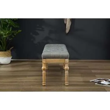 Roundhill Furniture Grey Button Tufted Dining Bench