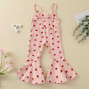 CHAUKAREAUL Valentine's Day One-Piece Outfits Toddler Baby Girl Ribbed Sleeveless Bell-Bottoms Rompe...