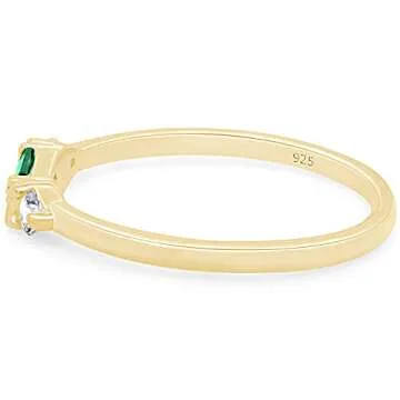 Elegant 14K Gold Plated Three Stone Engagement Ring