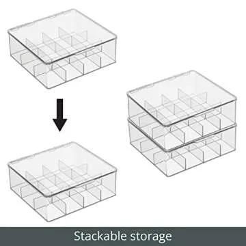 Stackable Tea Bag Organizer with Lid - Clear Storage Bins