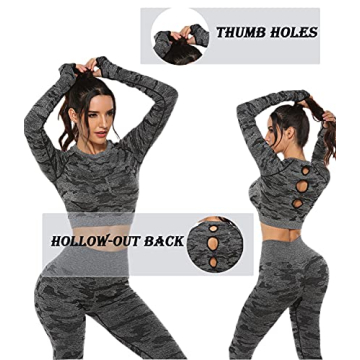 FITTOO Women's Camouflage Activewear Crop Top Size M