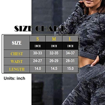 FITTOO Women's Camouflage Activewear Crop Top Size M