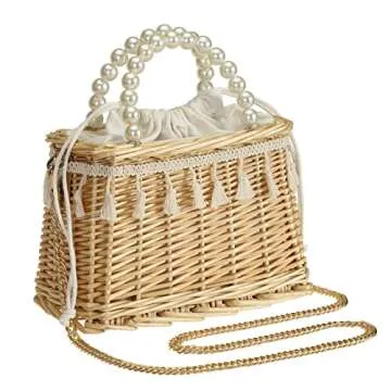 Stylish Handmade Rattan Wicker Shoulder Bag for Women