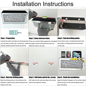 GOTHICO Mirrored Remote Holder with Bling Decoration