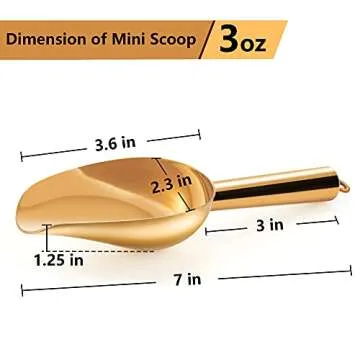TeamFar Mini Scoop Set of 4, 3 Oz Small Canister Jar Gold Candy Utility Scoops Stainless Steel for K...