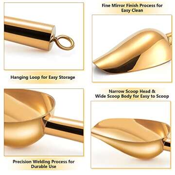 TeamFar Mini Scoop Set of 4, 3 Oz Small Canister Jar Gold Candy Utility Scoops Stainless Steel for Kitchen Scooping, Healthy & Dishwasher Safe