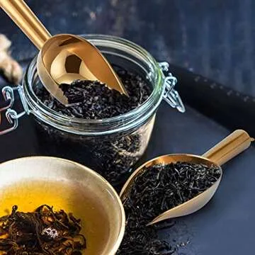 TeamFar Mini Scoop Set of 4, 3 Oz Small Canister Jar Gold Candy Utility Scoops Stainless Steel for Kitchen Scooping, Healthy & Dishwasher Safe