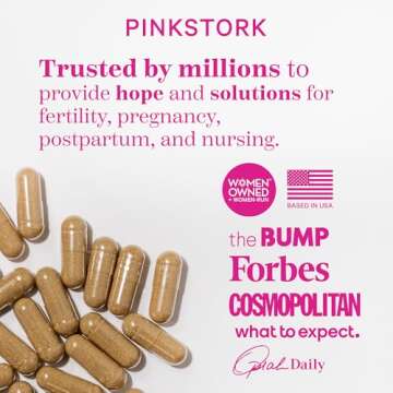 Pink Stork Fertility Supplements for Women - Prenatal Multivitamin with Ovulation, Conception, & Hormone Balance Support - 17 Vitamins & Inositol, Ashwagandha, & Vitex - 60 Capsules
