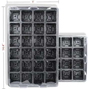 LOVEDAY 10 Pack -240 Cells -24 Grow Trays with Humidity Dome and Cell Insert - Mini Propagator for Seed Starting and Growing Healthy Plants Durable Reusable and Recyclable
