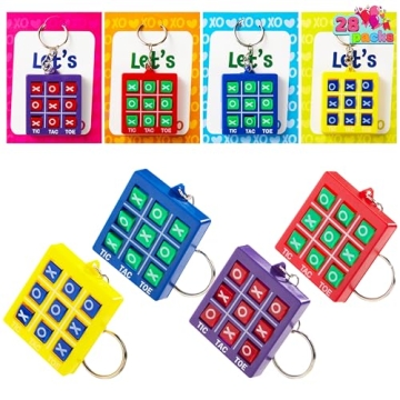 JOYIN 28 Pcs Valentine's Day Gift Cards with Tic-Tac-Toe Keychain, Valentines Days Keychain Set for ...