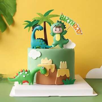 Dinosaur Cake Toppers for Kids Birthday Celebrations