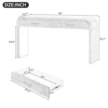 Merax 59inch Unique Silhouette Retro Console Table, Versatile Entryway Table with Two Top Drawers fo...